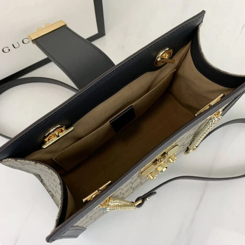Top lv 26 x 18 x Gucci GG Supreme Padlock Small Shoulder Bag Black