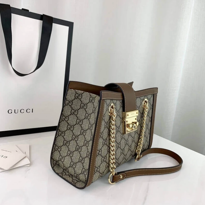 Replica bags lv Beige ebo Gucci GG Supreme Padlock Small Shoulder Bag Brown