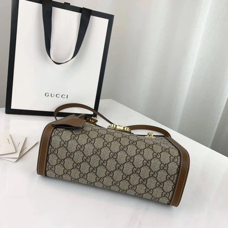 Replica bags lv Beige ebo Gucci GG Supreme Padlock Small Shoulder Bag Brown