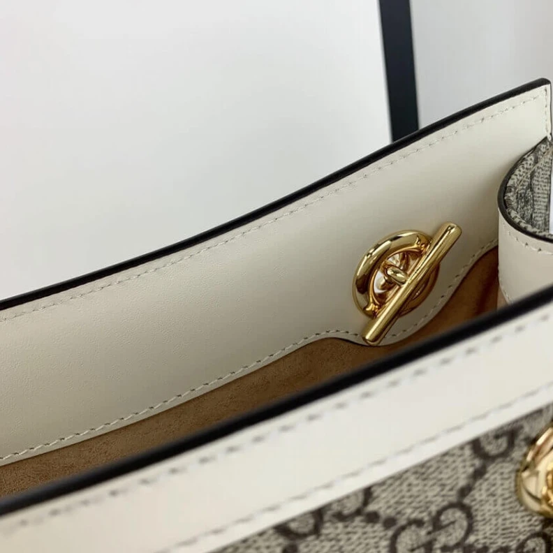 Top lv Key with Gucci GG Supreme Padlock Small Shoulder Bag White