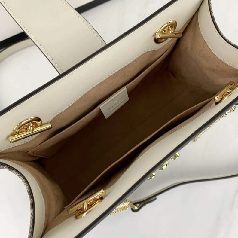 Top lv Key with Gucci GG Supreme Padlock Small Shoulder Bag White