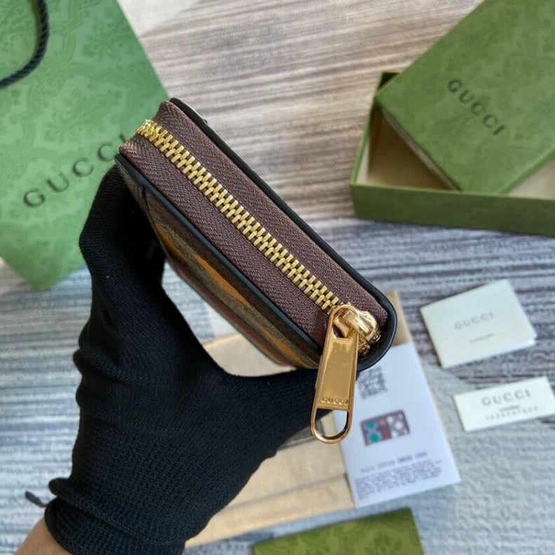 Replica bags Double G Gucci Geometric Motifs Ophidia Zip Around Wallet