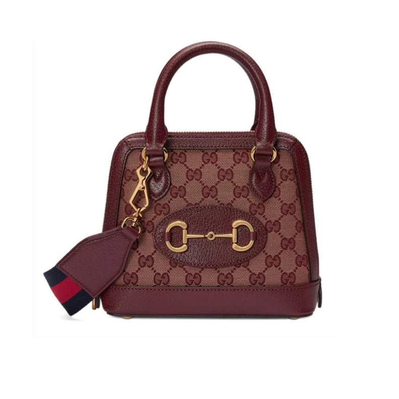 Gucci Horsebit 1955 GG Mini Bag in Burgundy GG Canvas