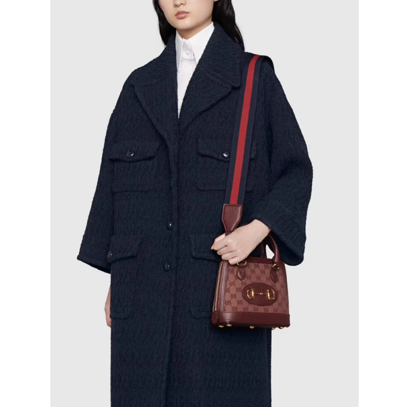 Replica bags Gucci Horsebit 1955 GG Mini Bag in Burgundy GG Canvas