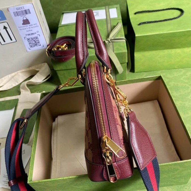 Replica bags Gucci Horsebit 1955 GG Mini Bag in Burgundy GG Canvas