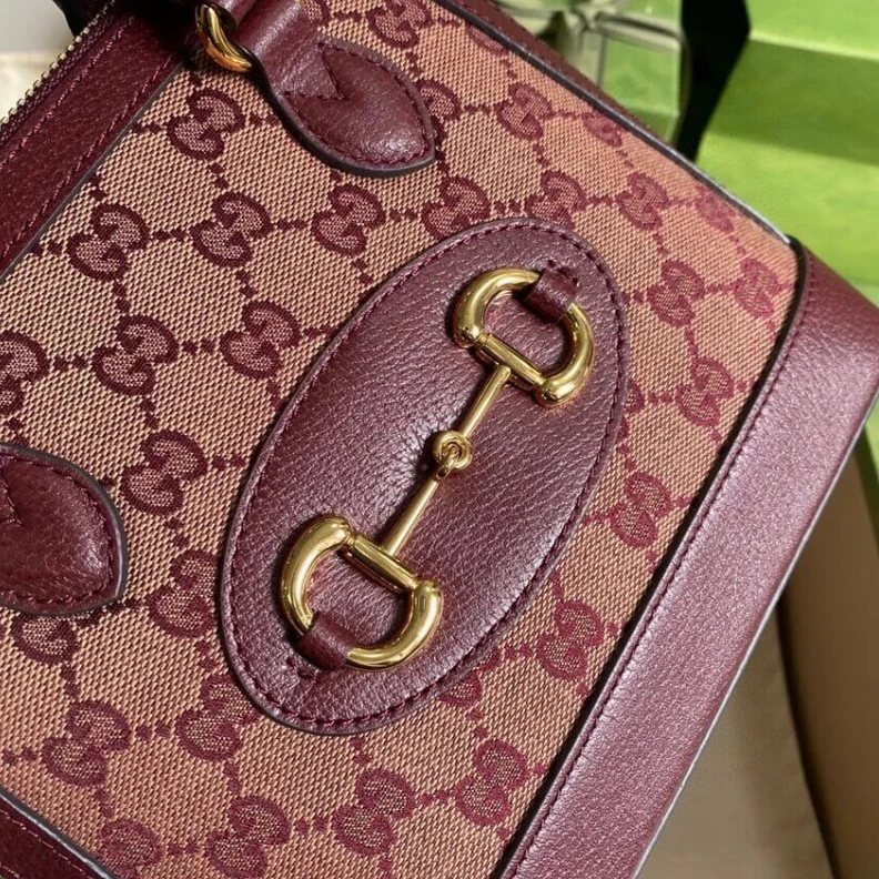 Replica bags Gucci Horsebit 1955 GG Mini Bag in Burgundy GG Canvas