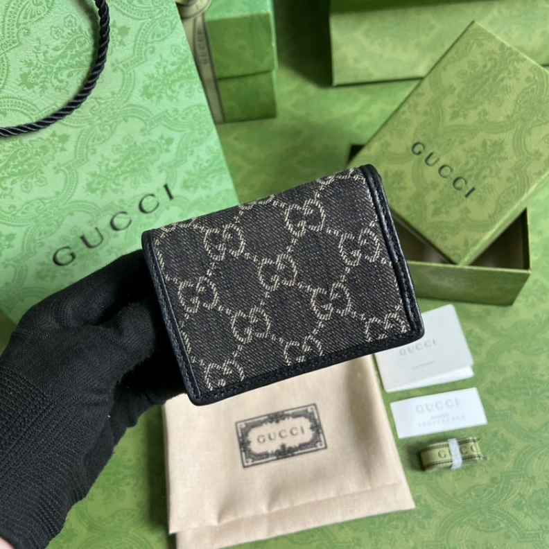 Lv belts replica One inter Gucci Horsebit 1955 Jacquard Card Case Wallet Black