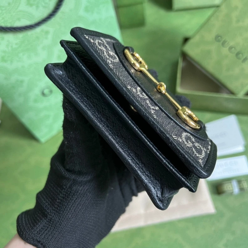 Lv belts replica One inter Gucci Horsebit 1955 Jacquard Card Case Wallet Black