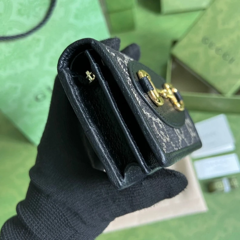 Lv belts replica One inter Gucci Horsebit 1955 Jacquard Card Case Wallet Black