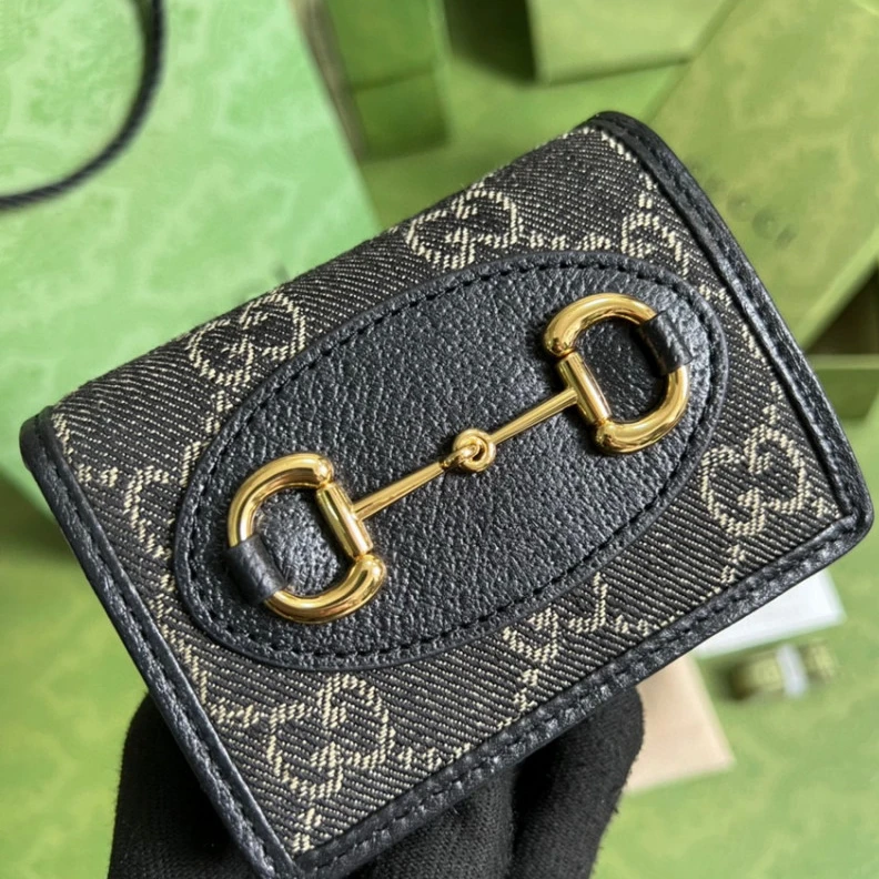 Lv belts replica One inter Gucci Horsebit 1955 Jacquard Card Case Wallet Black