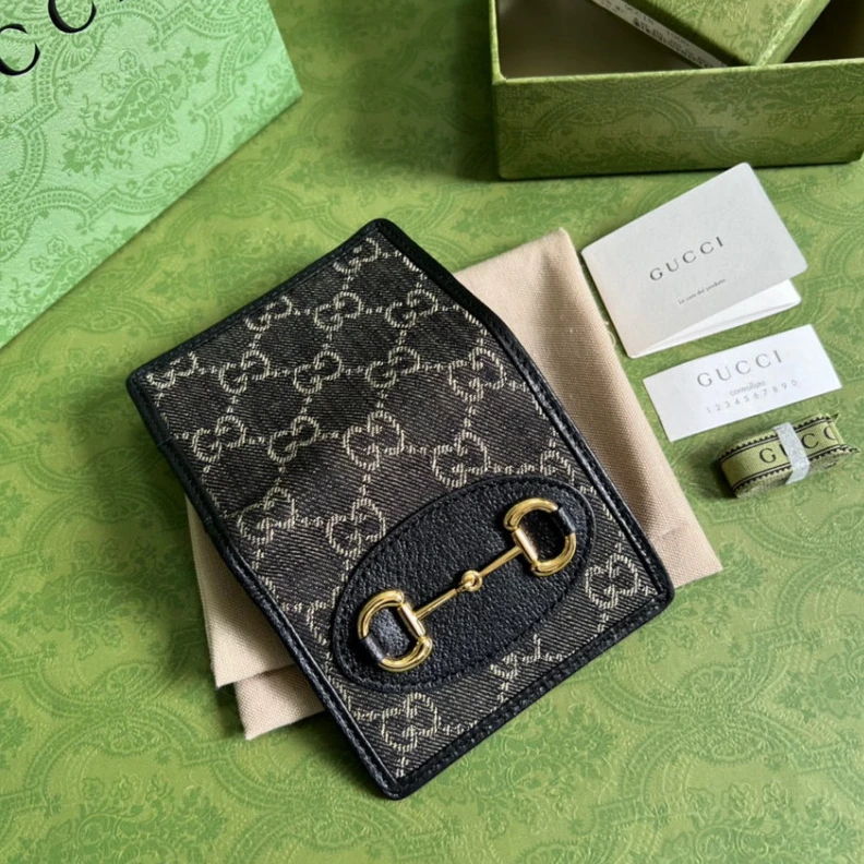 Lv belts replica One inter Gucci Horsebit 1955 Jacquard Card Case Wallet Black