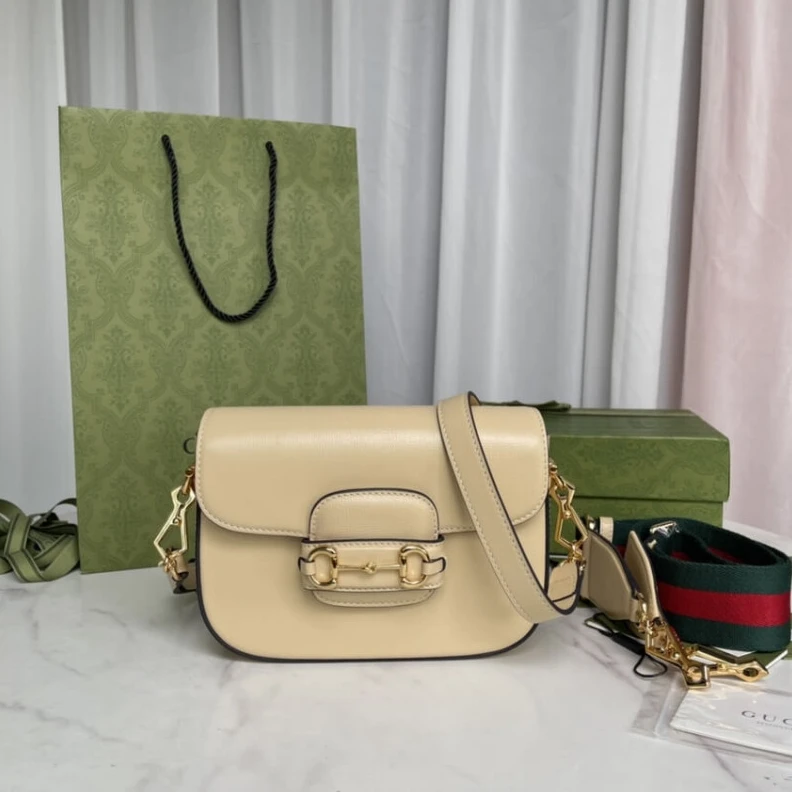 Replica bags lv Cotton li Gucci Horsebit 1955 Mini Bag in Beige Leather