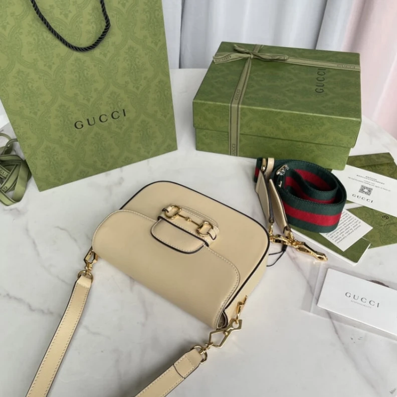 Replica bags lv Cotton li Gucci Horsebit 1955 Mini Bag in Beige Leather