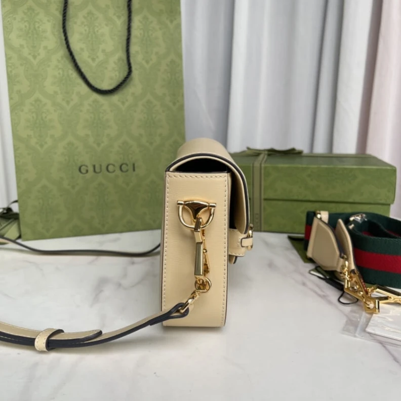 Replica bags lv Cotton li Gucci Horsebit 1955 Mini Bag in Beige Leather