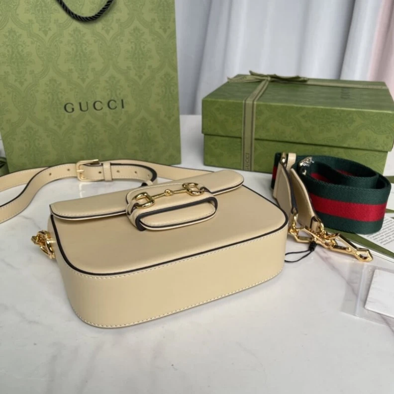 Replica bags lv Cotton li Gucci Horsebit 1955 Mini Bag in Beige Leather