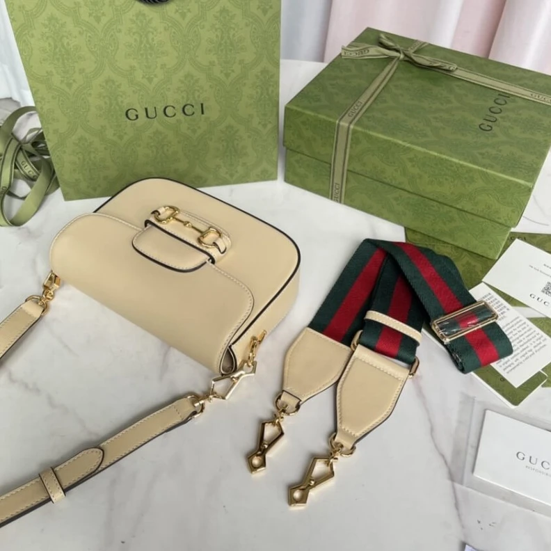Replica bags lv Cotton li Gucci Horsebit 1955 Mini Bag in Beige Leather