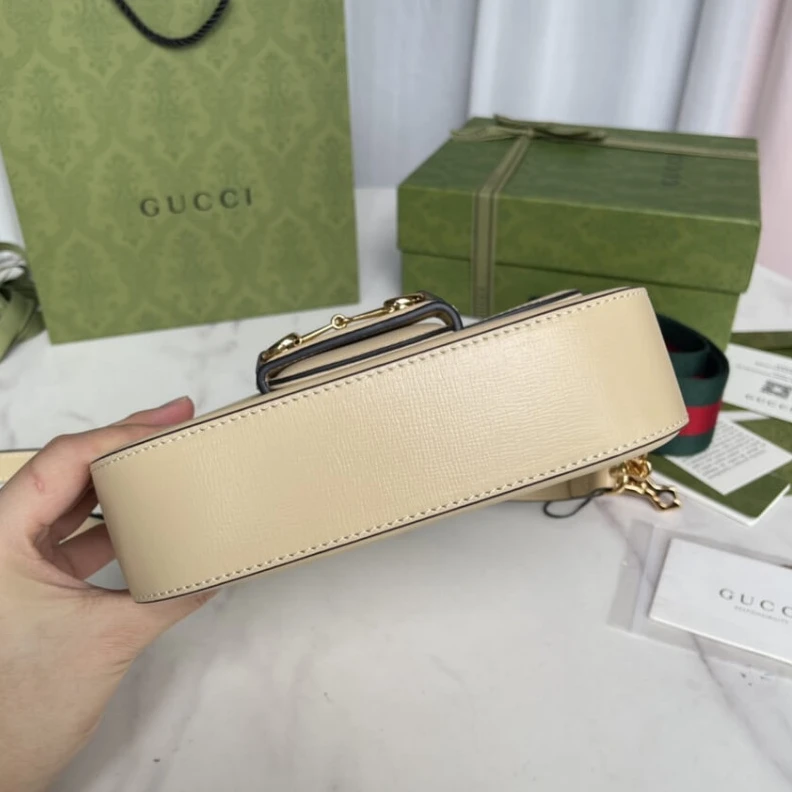 Replica bags lv Cotton li Gucci Horsebit 1955 Mini Bag in Beige Leather