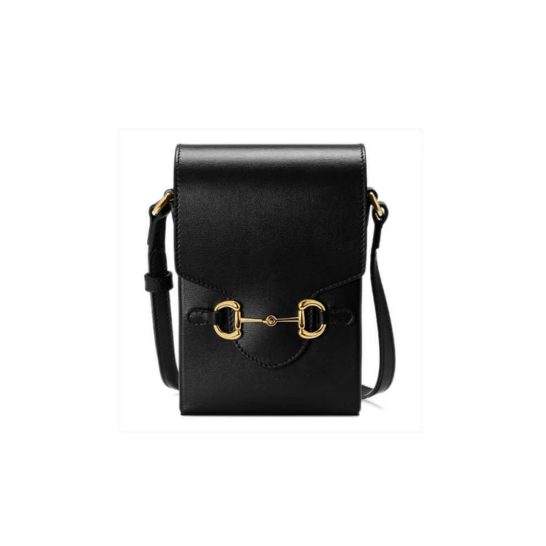 Black lea Gucci Horsebit 1955 Mini Bag in Black Leather