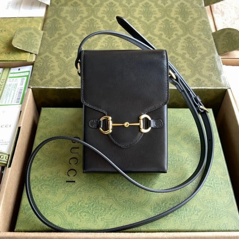 Replica bags lv Black lea Gucci Horsebit 1955 Mini Bag in Black Leather