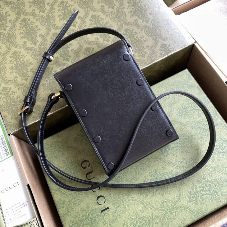 Replica bags lv Black lea Gucci Horsebit 1955 Mini Bag in Black Leather