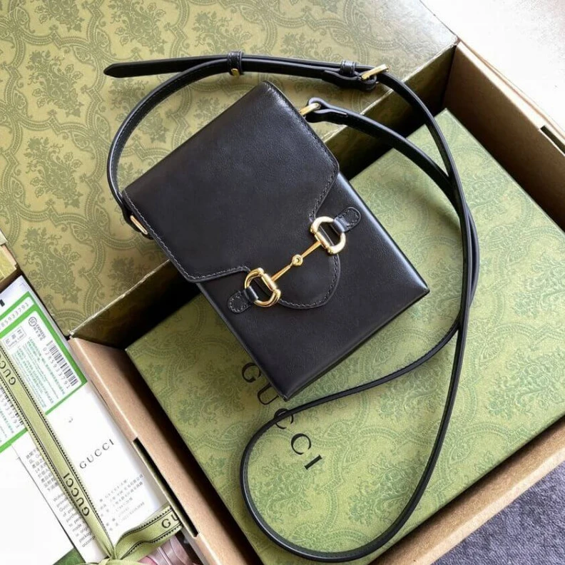 Replica bags lv Black lea Gucci Horsebit 1955 Mini Bag in Black Leather