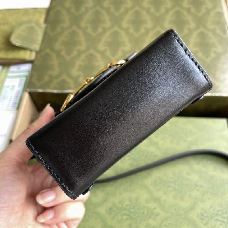 Replica bags lv Black lea Gucci Horsebit 1955 Mini Bag in Black Leather