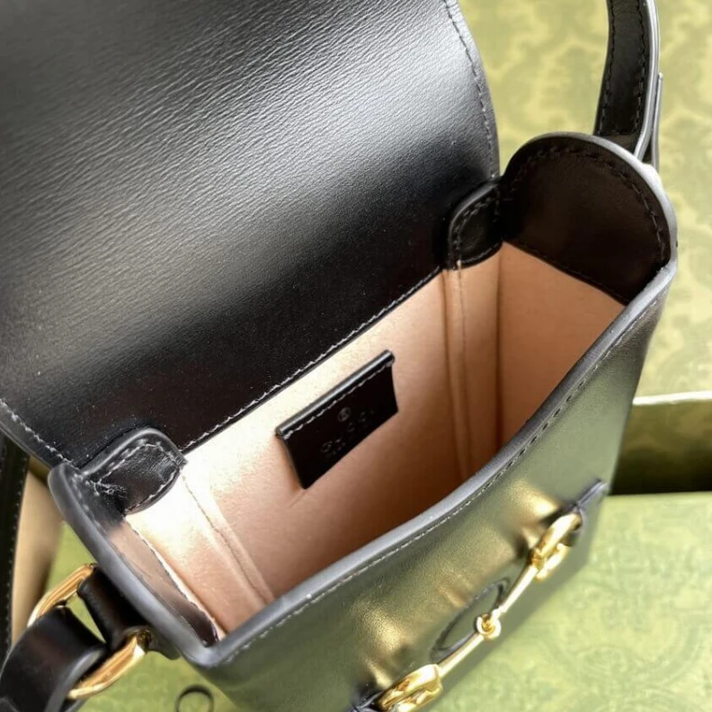 Replica bags lv Black lea Gucci Horsebit 1955 Mini Bag in Black Leather