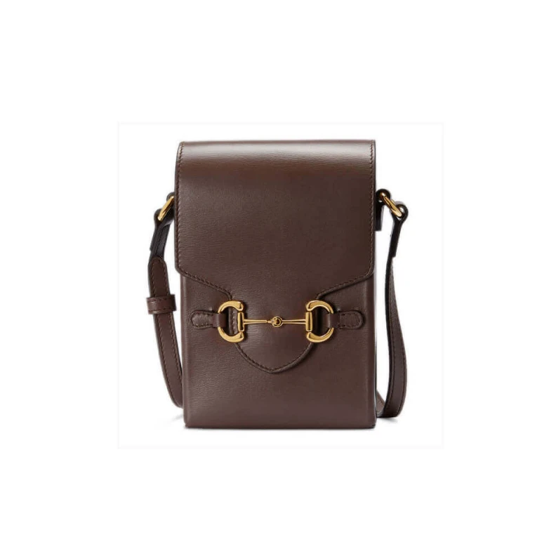 Goldtoned Gucci Horsebit 1955 Mini Bag in Brown Leather