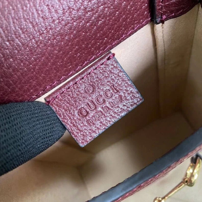 Top lv Designed w Gucci Horsebit 1955 Mini Bag in Burgundy GG Canvas