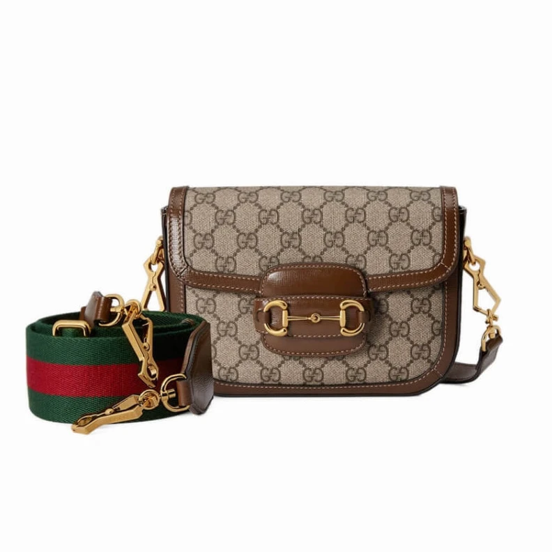 This item Gucci Horsebit 1955 Mini Bag in GG Supreme Brown