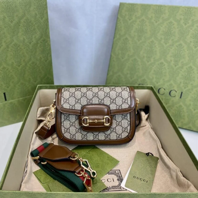Replica bag This item Gucci Horsebit 1955 Mini Bag in GG Supreme Brown