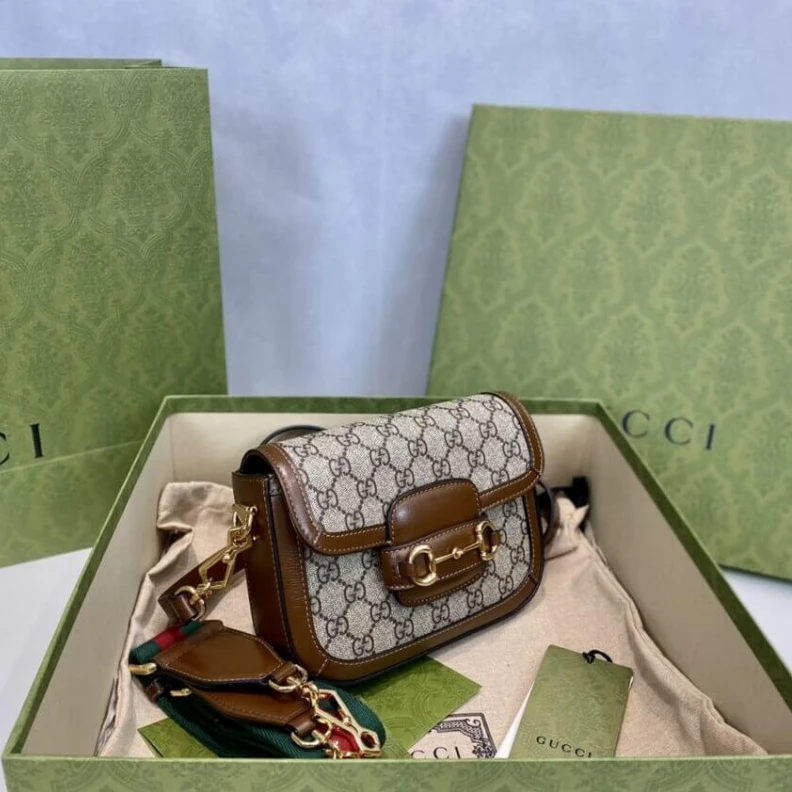 Replica bag This item Gucci Horsebit 1955 Mini Bag in GG Supreme Brown