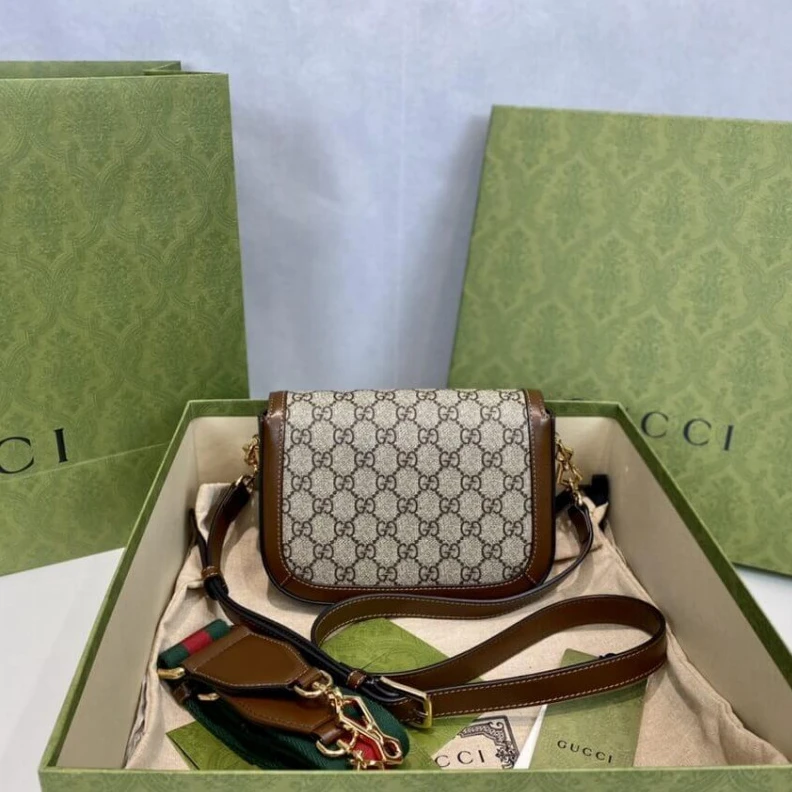 Replica bag This item Gucci Horsebit 1955 Mini Bag in GG Supreme Brown