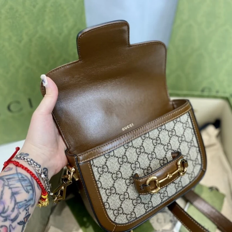 Replica bag This item Gucci Horsebit 1955 Mini Bag in GG Supreme Brown