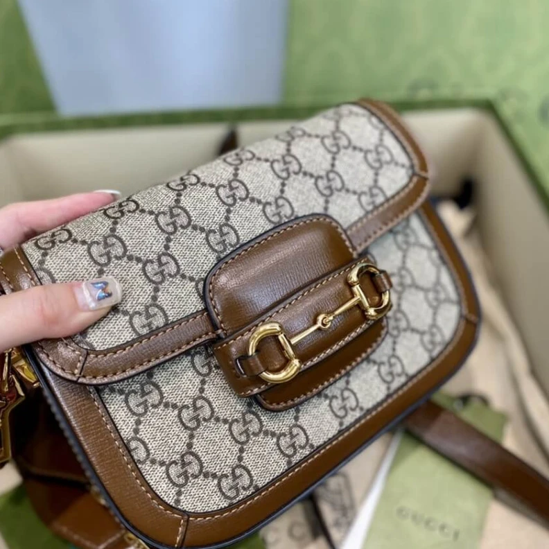 Replica bag This item Gucci Horsebit 1955 Mini Bag in GG Supreme Brown