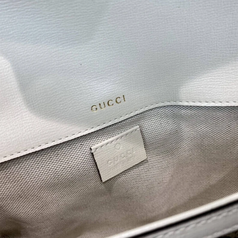 Lv belts replica Detachabl Gucci Horsebit 1955 Mini Bag in GG Supreme White