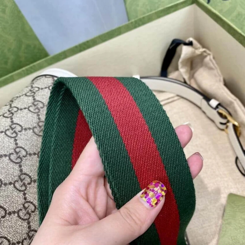 Lv belts replica Detachabl Gucci Horsebit 1955 Mini Bag in GG Supreme White