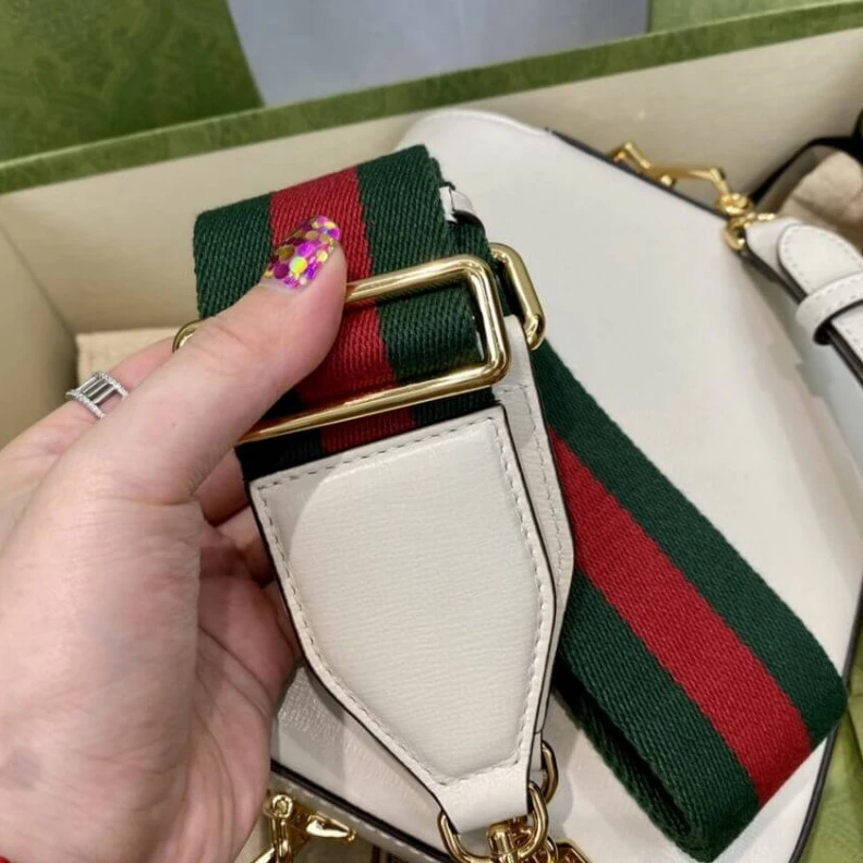 Top lv This item Gucci Horsebit 1955 Mini Bag in White Leather