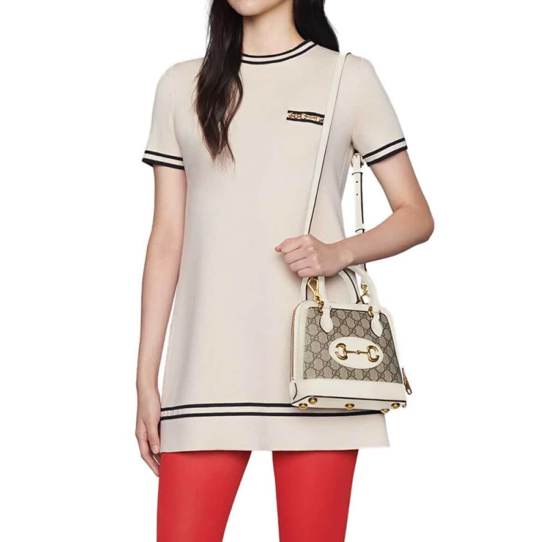 Lv belts replica A new intr Gucci Horsebit 1955 Mini Top Handle Bag In White GG Supreme Canvas