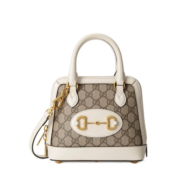 A new intr Gucci Horsebit 1955 Mini Top Handle Bag In White GG Supreme Canvas