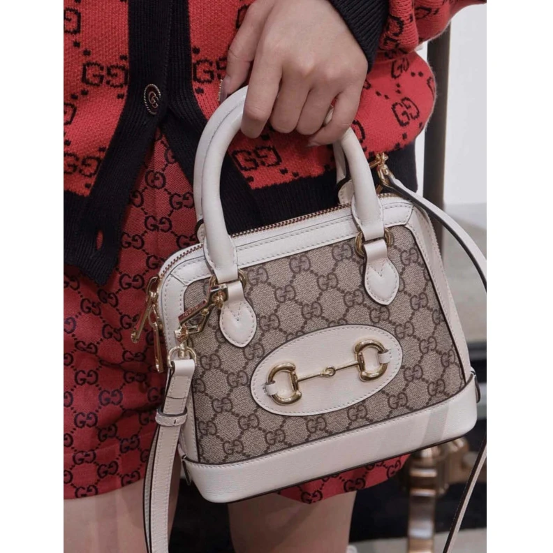 Lv belts replica A new intr Gucci Horsebit 1955 Mini Top Handle Bag In White GG Supreme Canvas