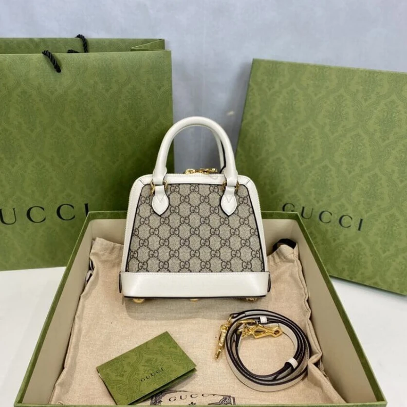 Lv belts replica A new intr Gucci Horsebit 1955 Mini Top Handle Bag In White GG Supreme Canvas