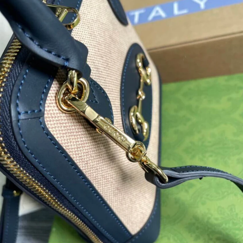 Lv belts replica Detachabl Gucci Horsebit 1955 Mini Top Handle Bag in Beige Canvas