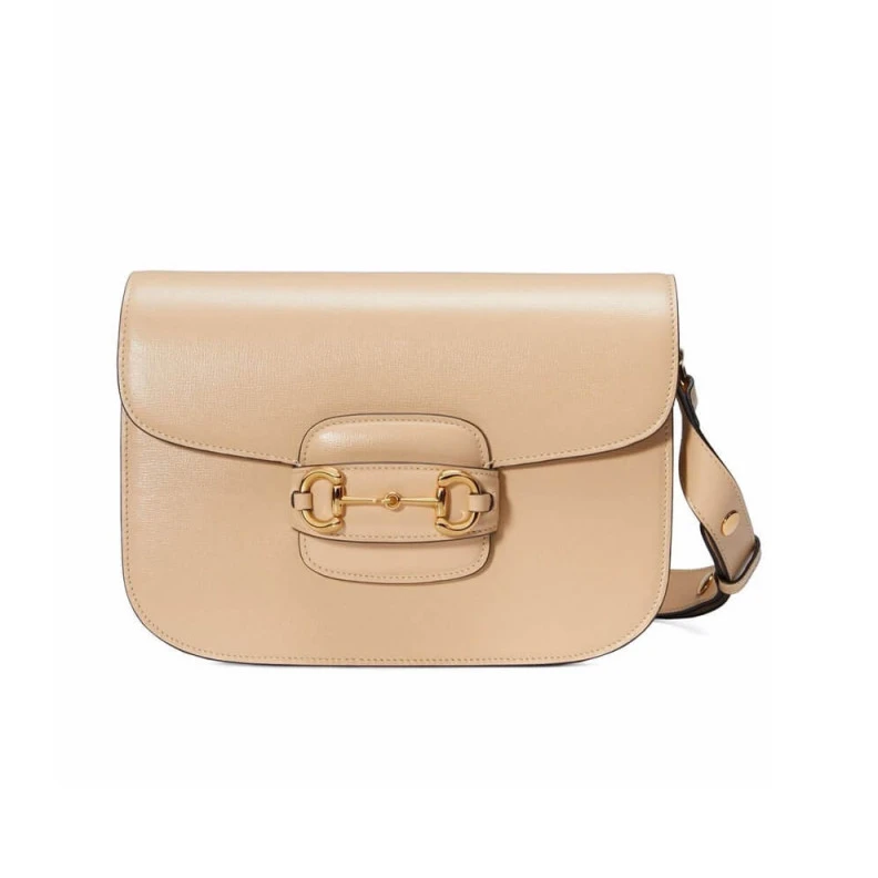 Leather l Gucci Horsebit 1955 Shoulder Bag In Beige Leather
