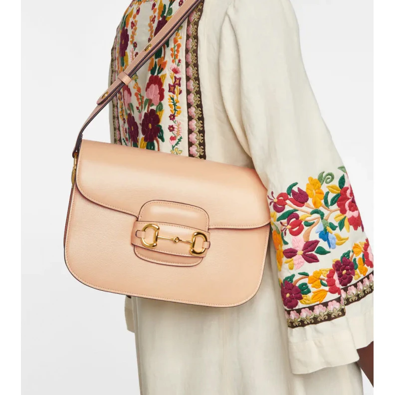 Replica bag Leather l Gucci Horsebit 1955 Shoulder Bag In Beige Leather