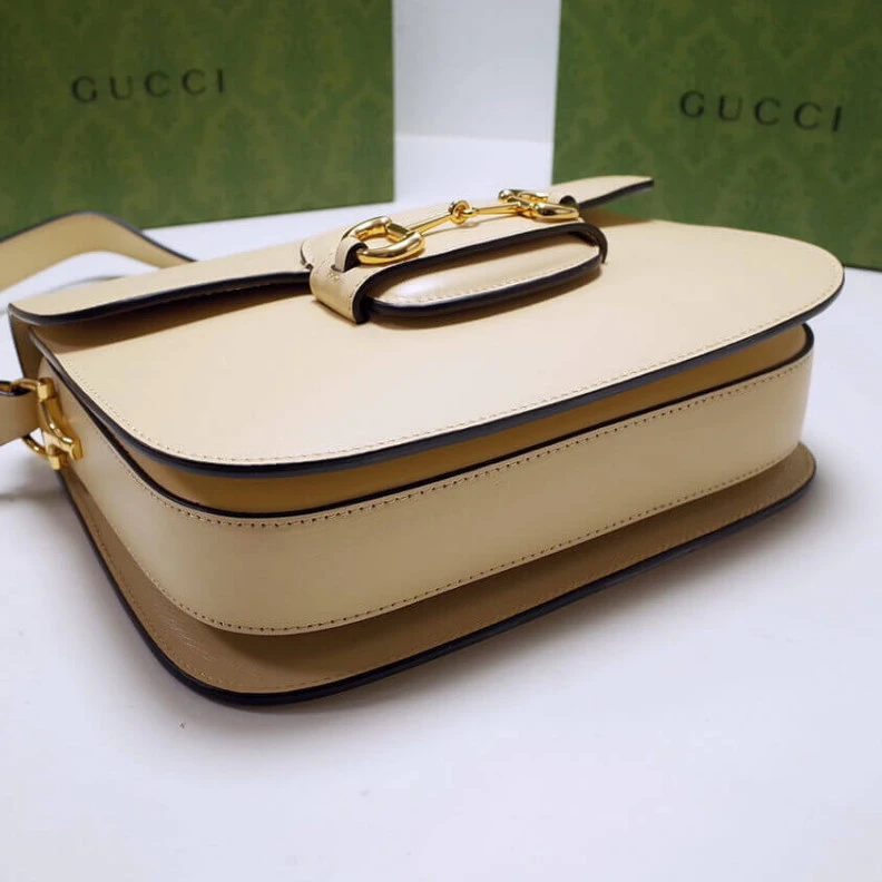 Replica bag Leather l Gucci Horsebit 1955 Shoulder Bag In Beige Leather