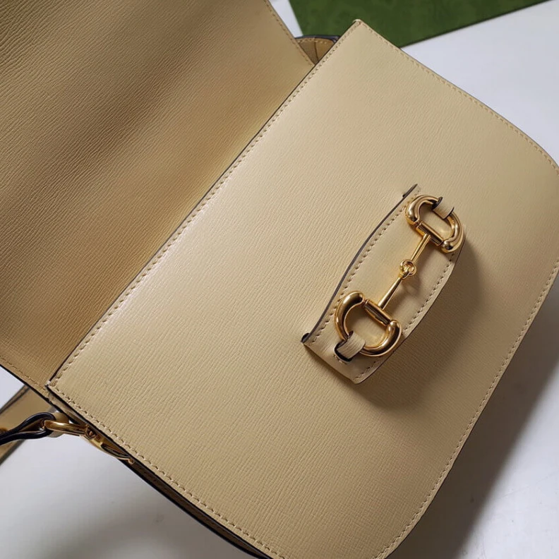 Replica bag Leather l Gucci Horsebit 1955 Shoulder Bag In Beige Leather
