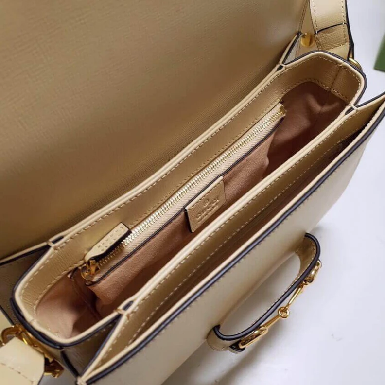 Replica bag Leather l Gucci Horsebit 1955 Shoulder Bag In Beige Leather