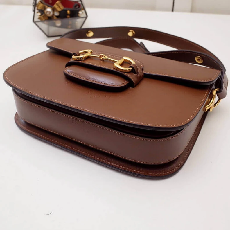 Top lv Introduced Gucci Horsebit 1955 Shoulder Bag In Brown Leather