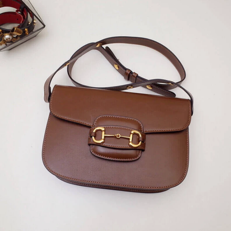 Top lv Introduced Gucci Horsebit 1955 Shoulder Bag In Brown Leather